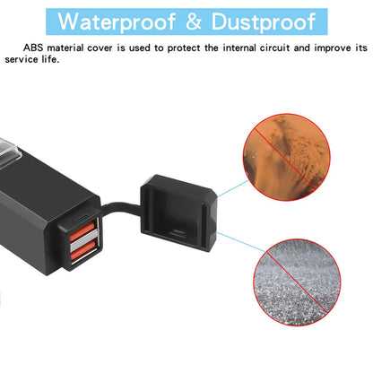 Motorcycle Socket Waterproof Dual USB Outlet Change