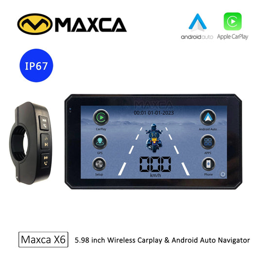 Waterproof Motorcycle Universal Navigator with Apple CarPlay, Android Auto, GPS, and Touch Screen